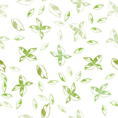 Açık yeşil, sarı vektör sorunsuz doodle arka plan yaprakları ile. Zarif bir parlak örnek yaprakları doğal tarzı ile. Desen için modaya uygun Kumaş, duvar kağıtları.