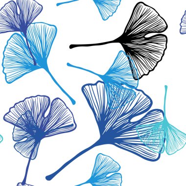 Hafif pembe, mavi vektör sorunsuz doodle doku yaprakları ile. Bulanık tarzı ile yeni renkli resimde bırakır. Desen için modaya uygun Kumaş, duvar kağıtları.