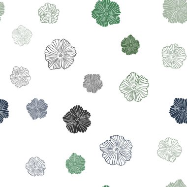 Koyu mavi, yeşil çiçekler ile sorunsuz zarif duvar kağıdı vektör. Zarif bir parlak örnek çiçekli. Kartvizit, Web siteleri için şablon.