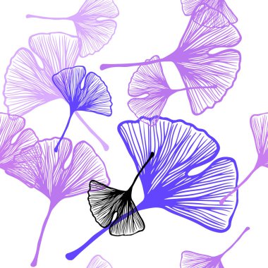 Hafif mor vektör sorunsuz doodle zemin yaprakları ile. Bulanık tarzı ile yeni renkli resimde bırakır. Desen tasarım kumaş, duvar kağıtları.