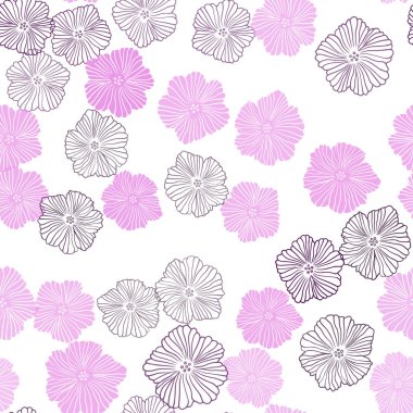 Işık mor, pembe vektör sorunsuz doodle doku çiçekli. Zarif bir parlak örnek çiçekli. Desen tasarım kumaş, duvar kağıtları.
