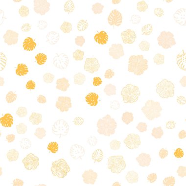 Işık turuncu vektör yaprak, çiçek ile sorunsuz zarif şablonu. Yaprak ve çiçek ile zarif bir parlak örnek. Desen için modaya uygun Kumaş, duvar kağıtları.