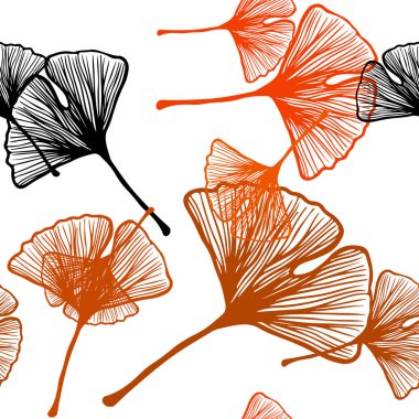 Işık kırmızı vektör yaprak ile seamless zarif modeli. Doodle tarzı yaprakları ile yeni renkli resimde. Kartvizit, Web siteleri için şablon.