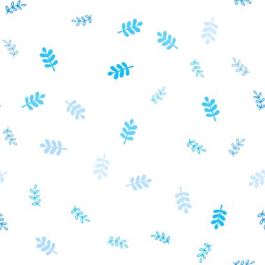 Hafif mavi vektör yaprak ile Dikişsiz soyut desen. Bulanık tarzı ile yeni renkli resimde bırakır. Doku pencere panjur, perdeler için.