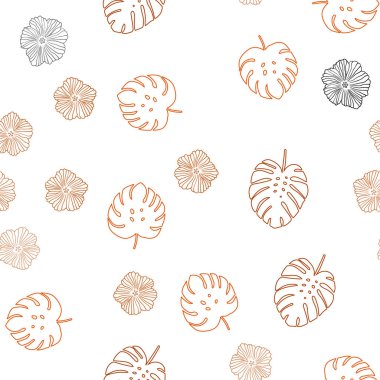 Çiçekler, koyu turuncu vektör sorunsuz doğal artalanla bırakır. Bulanık stil yaprakları, çiçekleri ile yaratıcı çizimde. Desen tasarım kumaş, duvar kağıtları.