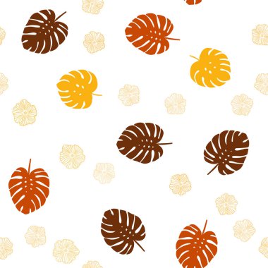 Çiçekler, yapraklar ile ışık turuncu vektör sorunsuz doodle arka plan. Beyaz arka plan üzerinde kabataslak karalamalar. Tasarım için duvar kağıdı, kumaş üreticileri.