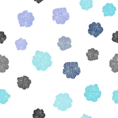 Koyu pembe, mavi çiçekli sorunsuz doodle arka plan vektör. Beyaz arka plan üzerinde doğal tarzı çiçeklenir. Tekstil, kumaş, duvar kağıtları için tasarım.