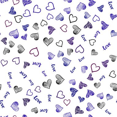 Koyu mavi, kırmızı ifade Love You, kalpleri ile Dikişsiz desen vektör. Renkli gradyan ifade Love You, kalpleri soyut tarzda. Doku pencere panjur, perdeler için.