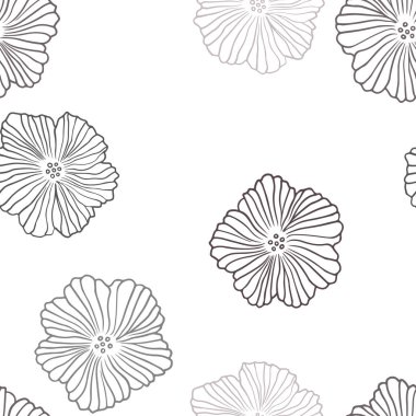 Çiçek ile ışık gri vektör sorunsuz doodle düzeni. Yeni renkli resimde çiçekli. Tasarım için duvar kağıdı, kumaş üreticileri.