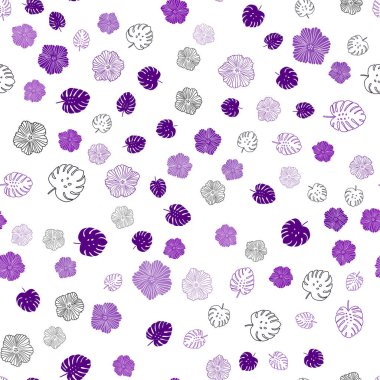 Koyu mor vektör yaprak, çiçek ile sorunsuz zarif duvar kağıdı. Yaprak ve çiçek Origami tarzı Doodle Illustration. Desen tasarım kumaş, duvar kağıtları.