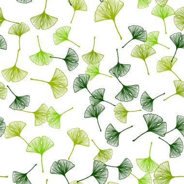 Açık yeşil, sarı vektör sorunsuz doodle şablon yaprakları ile. Modern geometrik soyut illüstrasyon ile bırakır. Doku pencere panjur, perdeler için.