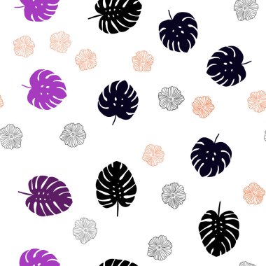 Koyu pembe, kırmızı çiçekler, yapraklar ile sorunsuz doodle doku vektör. İllüstrasyon soyut şablonundaki karalamalar ile. Desen tasarım kumaş, duvar kağıtları.