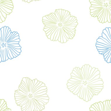 Açık mavi, yeşil vektör sorunsuz soyut tasarım çiçekli. Zarif bir parlak örnek çiçekli. Desen için modaya uygun Kumaş, duvar kağıtları.