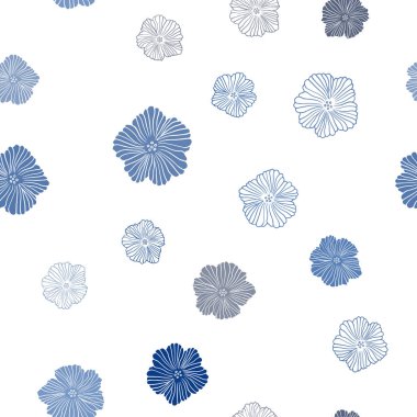 Koyu mavi vektör çiçekli sorunsuz doğal çizimleri. Renkli resimde doodle tarzı çiçekli. Desen tasarım kumaş, duvar kağıtları.