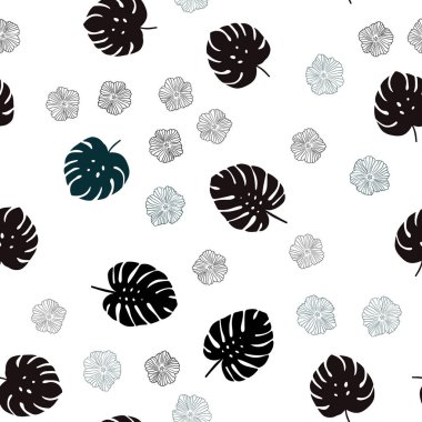 Koyu yeşil, kırmızı vektör Dikişsiz soyut desen çiçeklerle bırakır. Yaprak ve çiçek beyaz arka plan üzerinde gradyan ile. Desen tasarım kumaş, duvar kağıtları.