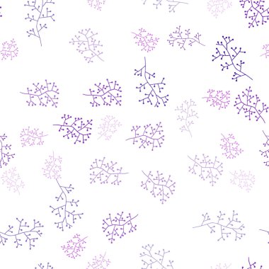 Mor ışık, vektör sorunsuz doodle şablonu dalları ile pembe. Bulanık tarzı yapraklar, dallar ile yaratıcı çizimde. Desen tasarım kumaş, duvar kağıtları.
