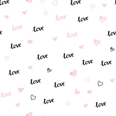 Işık kırmızı vektör metin Love You, kalpleri ile sorunsuz şablonu. Renkli resimde alıntı Love You, kalpleri ile. Tekstil, kumaş, duvar kağıtları için tasarım.