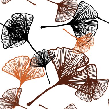 Işık turuncu vektör sorunsuz zemin yaprakları ile. Hint tarzı ile bulanık dekoratif tasarım bırakır. Desen tasarım kumaş, duvar kağıtları.