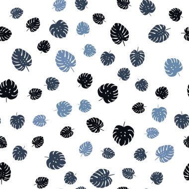 Koyu mavi vektör sorunsuz doodle desen yaprakları ile. Dekoratif illüstrasyon soyut şablonundaki karalamalar ile. Tasarım için duvar kağıdı, kumaş üreticileri.