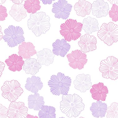 Pembe ışık, vektör sorunsuz doodle düzen çiçekli mavi. Renkli resimde doodle tarzı çiçekli. Desen için modaya uygun Kumaş, duvar kağıtları.