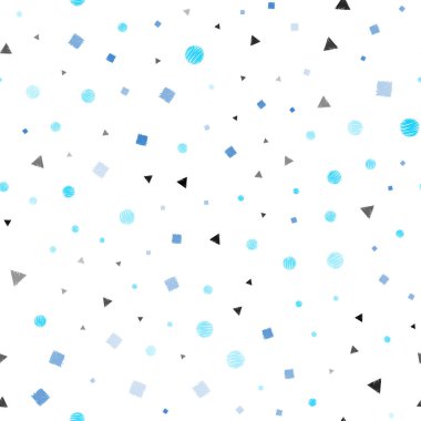 Pembe ışık, kristaller, daireler, kareler vektör sorunsuz şablonuyla mavi. Daire, üçgen, küpleri ile soyut degrade illüstrasyon. Desen tasarım kumaş, duvar kağıtları.