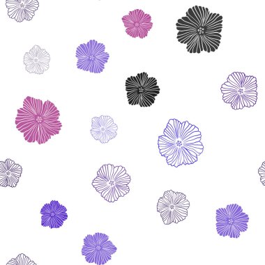 Açık mavi, kırmızı vektör sorunsuz doodle zemin çiçek ile. Renkli resimde doodle tarzı çiçekli. Doku pencere panjur, perdeler için.