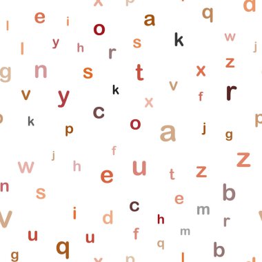 Koyu kırmızı vektör Abc karakterlerle sorunsuz doku. Abc İngilizce sembolleri ile modern geometrik şekil. Doku pencere panjur, perdeler için.