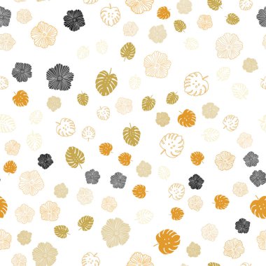 Yapraklar, çiçekler ışık turuncu vektör sorunsuz doodle şablonu. Yaprak ve çiçek beyaz arka plan üzerinde gradyan ile. Desen için modaya uygun Kumaş, duvar kağıtları.