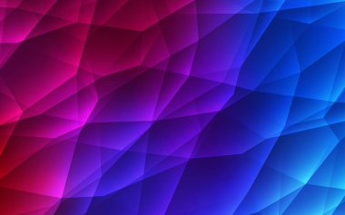 Koyu mavi, kırmızı kristaller, üçgenler şablonuyla vektör. Modern Soyut illüstrasyon renkli üçgenler ile. Duvar kağıtları için şablon.