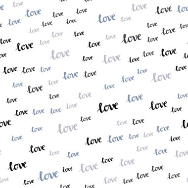 Aşk sözcükleri ile sorunsuz arka plan ışık mor vektör. İllüstrasyon renkli romantik tarzda Love You ifade ile. Tekstil, kumaş, duvar kağıtları için tasarım.