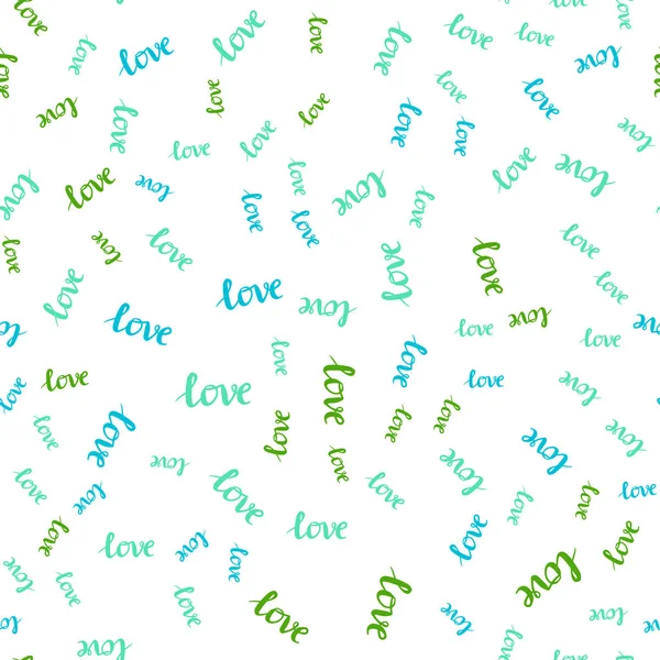 Γαλάζιο Πράσινο Διάνυσμα Χωρίς Ραφή Πρότυπο Φράση Love You Διακοσμητικό — Διανυσματικό Αρχείο