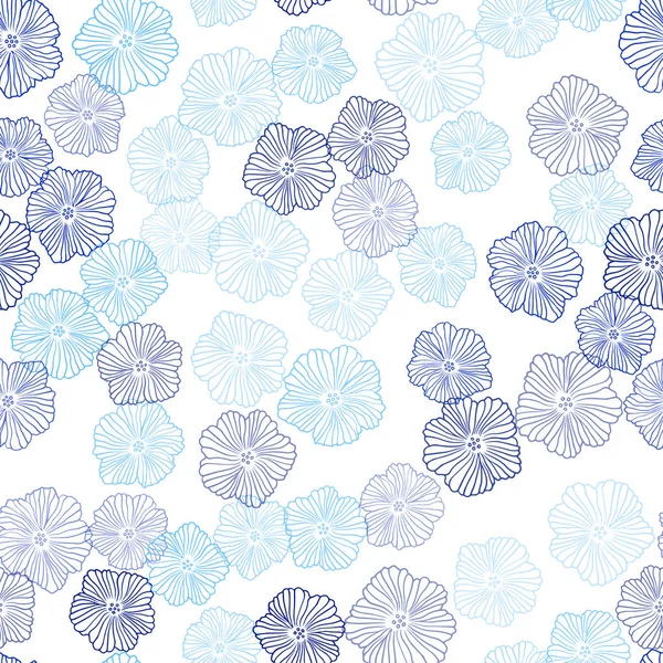 Hellblauer Vektor Nahtloser Doodle Hintergrund Mit Blumen Blumen Natürlichem Stil — Stockvektor