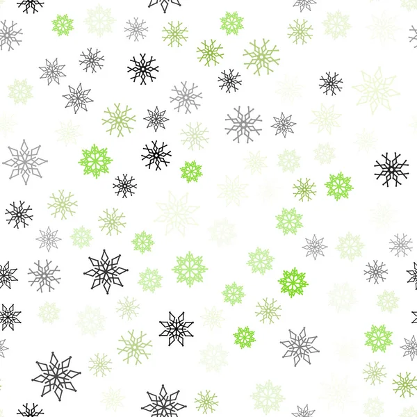 Light Green Vector Seamless Template Ice Snowflakes Modern Geometrical Abstract — Stock Vector