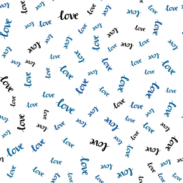 Modèle Sans Couture Vecteur Bleu Clair Avec Phrase Love You — Image vectorielle