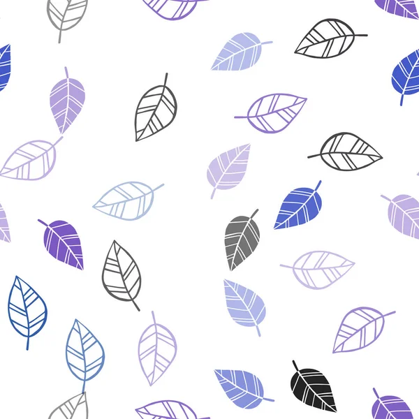 Dunkelrosa Blaues Vektornahtloses Doodle Muster Mit Blättern Eine Vage Abstrakte — Stockvektor