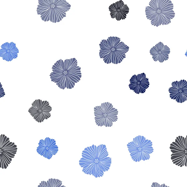 Темний Blue Вектор Безшовний Каракулі Шаблон Квітами Барвисті Ілюстрації Каракулі — стоковий вектор