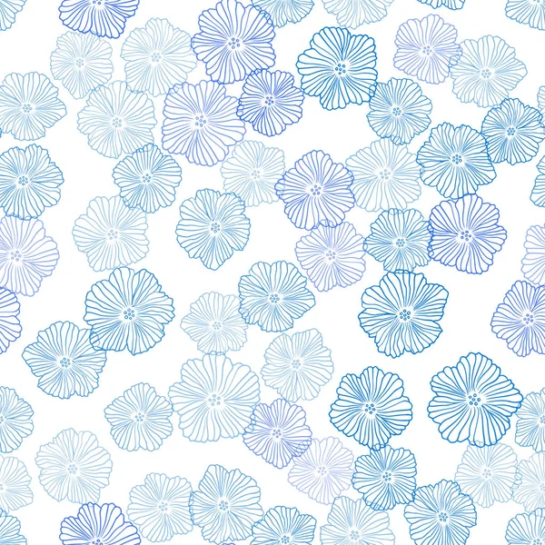 Hellblauer Vektor Nahtlosen Natürlichen Hintergrund Mit Blumen Nagelneue Farbige Illustration — Stockvektor