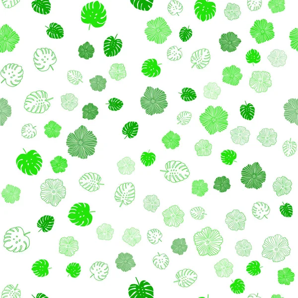 Vector Verde Claro Diseño Abstracto Sin Costuras Con Hojas Flores — Vector de stock
