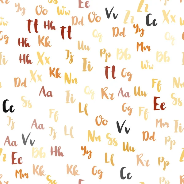 Ljus Orange Vektor Sömlös Layout Med Latinska Alfabetet Lysande Illustration — Stock vektor