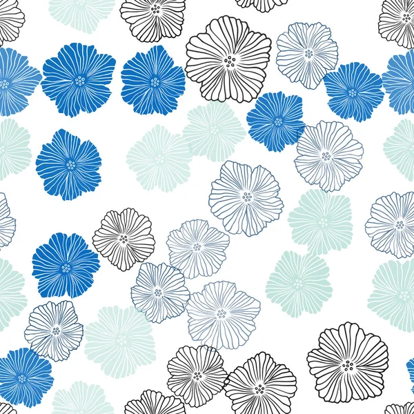 Azul Claro Verde Vector Fondo Natural Sin Costuras Con Flores — Vector de stock