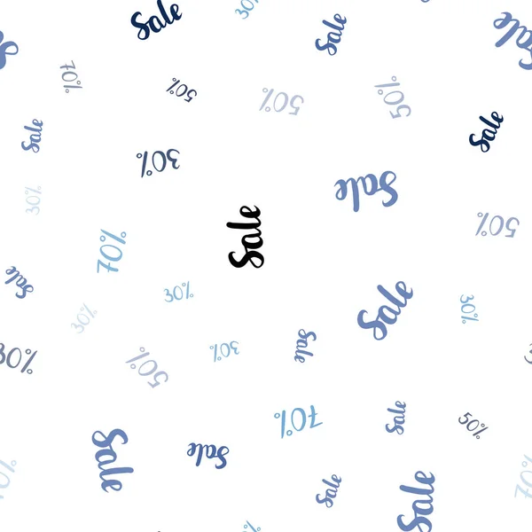 Hellblaue Vektor Nahtlose Textur Mit Verkaufspreisen Farbenfrohe Prozentzeichen Schlichtem Stil — Stockvektor