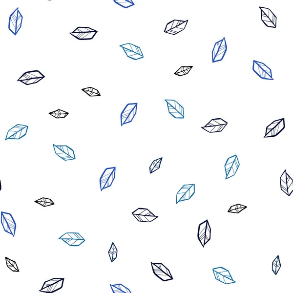 Modèle Doodle Sans Couture Vecteur Bleu Clair Avec Des Feuilles — Image vectorielle