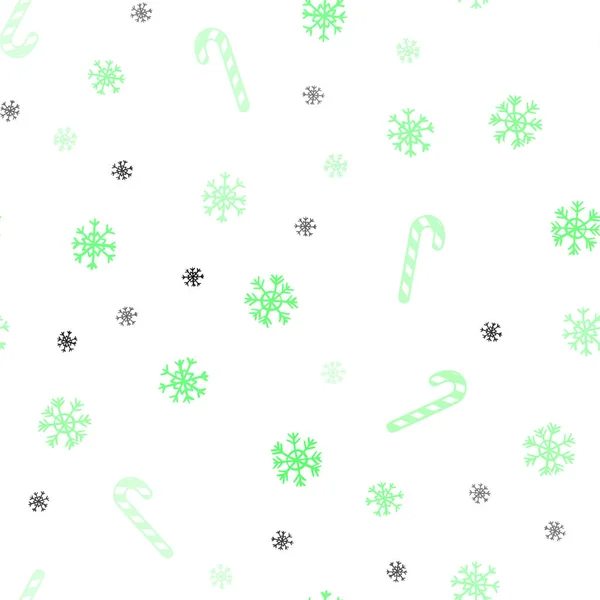 Světle Zelená Vektor Bezešvých Textur Vánoční Sladkosti Bonbony — Stockový vektor
