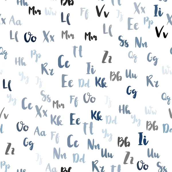 Fond Sans Couture Vecteur Bleu Clair Avec Des Signes Alphabet — Image vectorielle