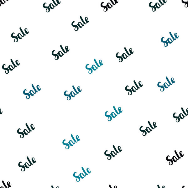 Dark BLUE vector seamless pattern with sale signs. Colored words of sales with gradient on white background. Backdrop for ads, leaflets of Black Friday.