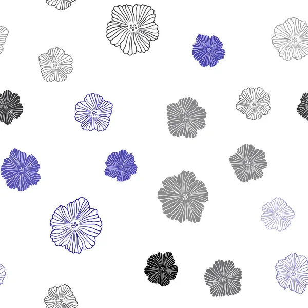 Dunkelblaues Vektornahtloses Doodle Layout Mit Blumen Dekorative Gestaltung Von Blumen — Stockvektor