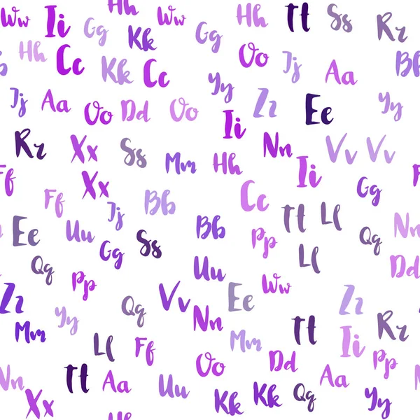 紫光のベクトルのアルファベットの記号でシームレスな背景 Abc のシンボル イラストを抽象テンプレートに輝いています トレンディなファブリック 壁紙のパターン — ストックベクタ