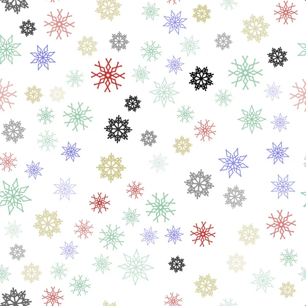 Licht Mehrfarbigen Vektor Nahtlose Muster Mit Weihnachten Schneeflocken Leuchtende Farbige — Stockvektor