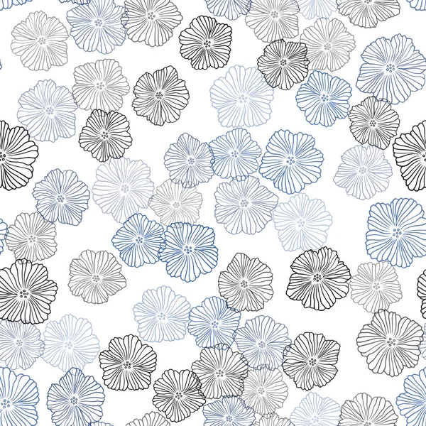 Hellblaues Vektor Nahtloses Doodle Muster Mit Blumen Dekorative Gestaltung Von — Stockvektor