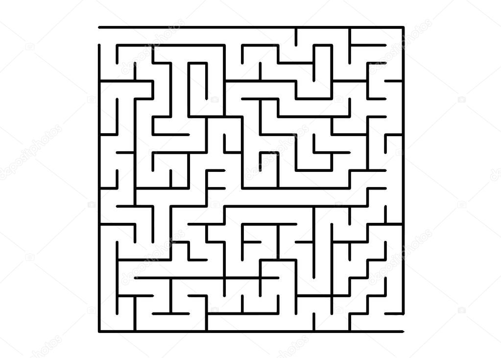 White vector texture with a black maze, game. Abstract illustration with maze on a white background. Pattern for children books, magazines.